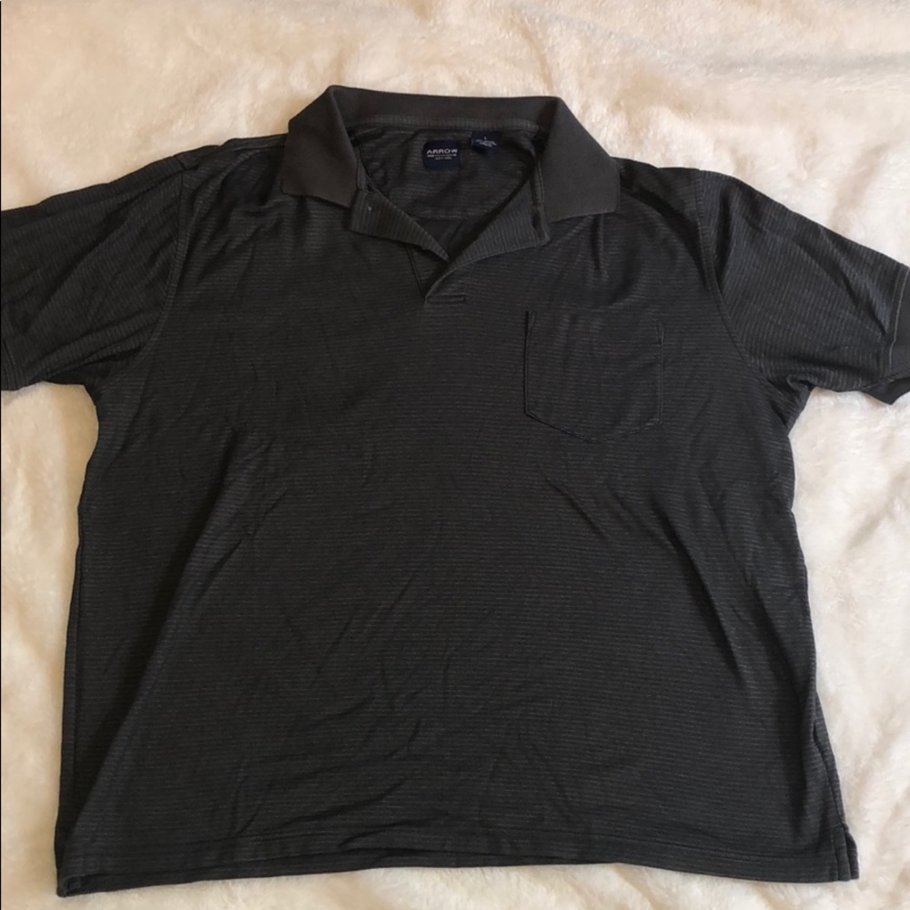 Gray Striped Polo‎ Shirt